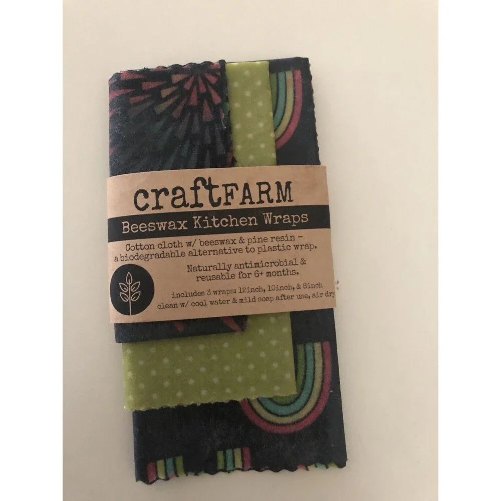 Beeswax Kitchen Wraps New by Craftfarm 3 Wraps 12 x 10 x 8